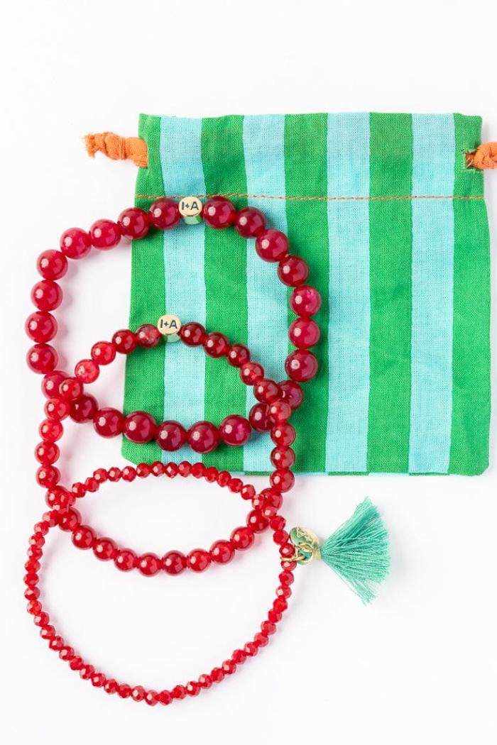 Addison Set Of 3 Stretch Bracelets Glass And Crystal With Bag Product Image