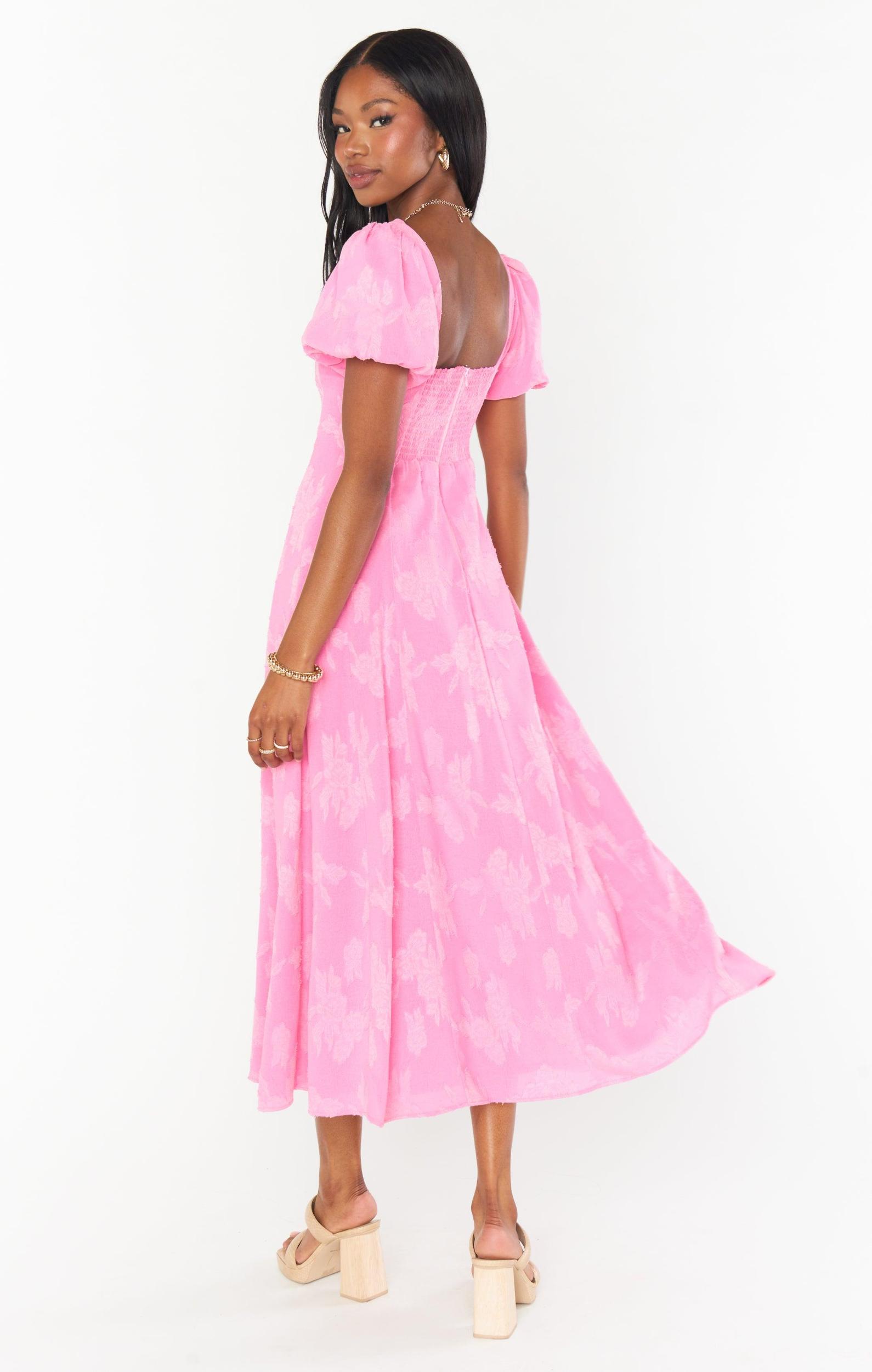 Mia Midi Dress ~ Pink Clip Floral Product Image