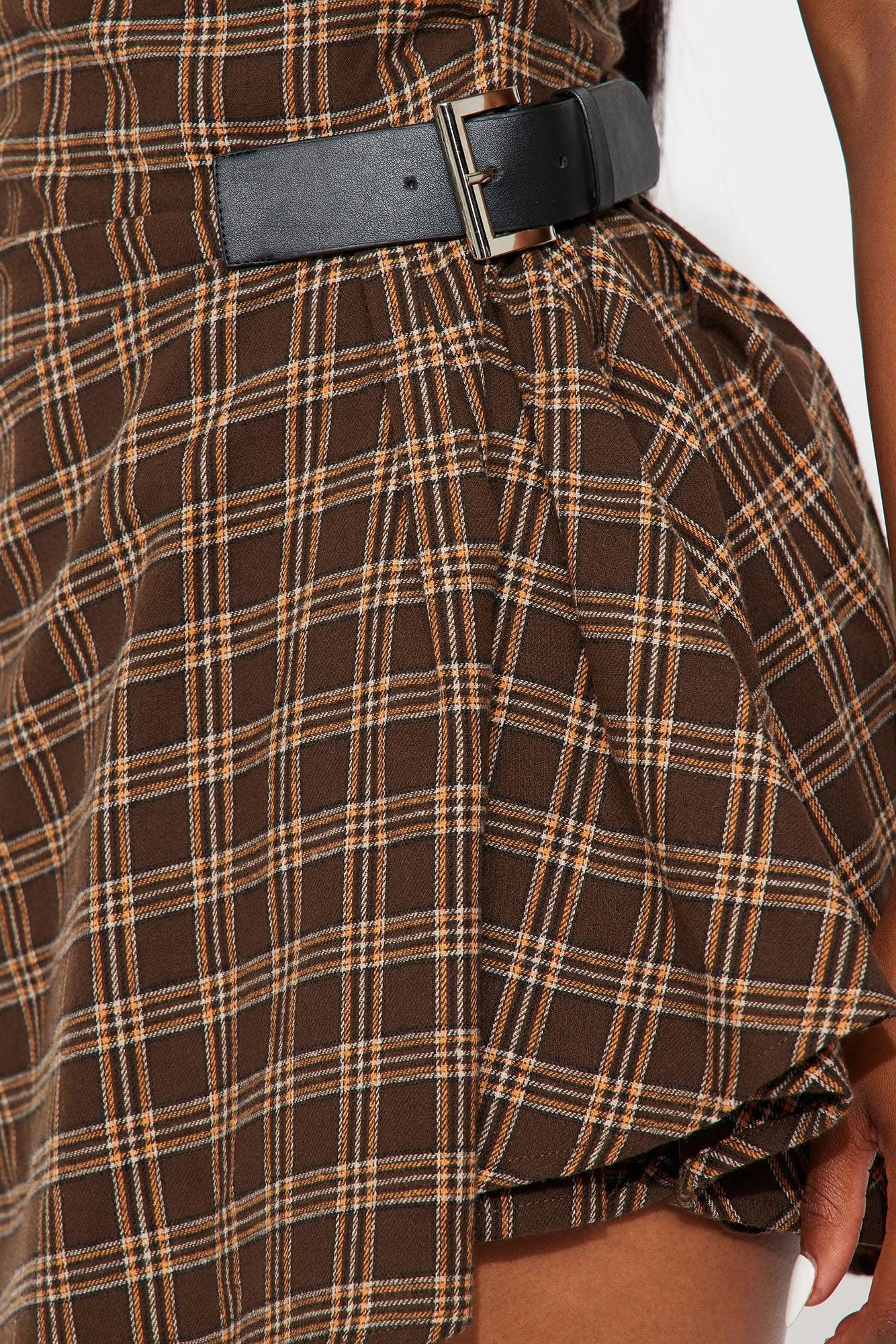 Ashwood Plaid Mini Dress - Brown Female Product Image