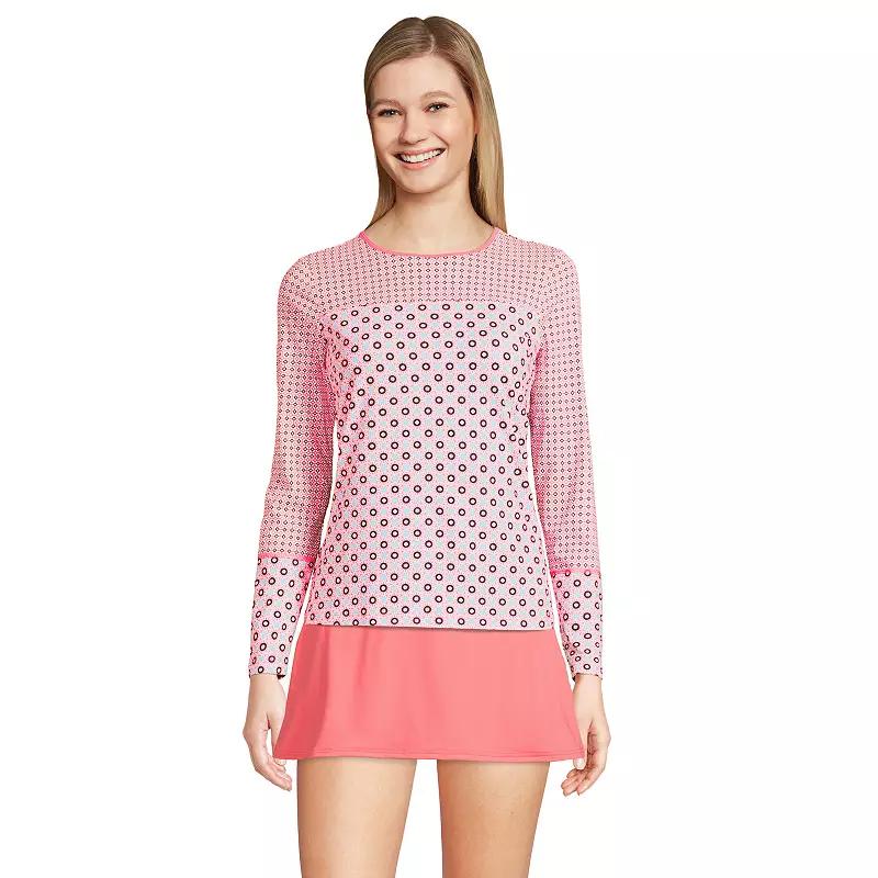 Women's Lands' End UPF 50 Long Sleeve Rash Guard, Size: XS Long, Wood Lily Geo Product Image