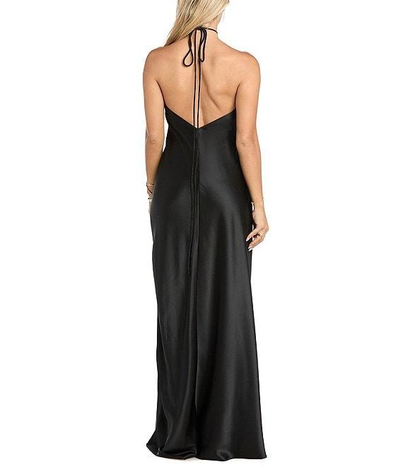 Morgan & Co. Satin Halter Neck Long Dress Product Image