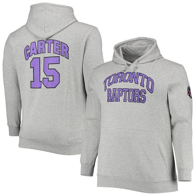 Men's Mitchell & Ness Vince Carter Heathered Gray Toronto Raptors Big & Tall Name & Number Pullover Hoodie, Size: 4XB, Rpt Grey Product Image