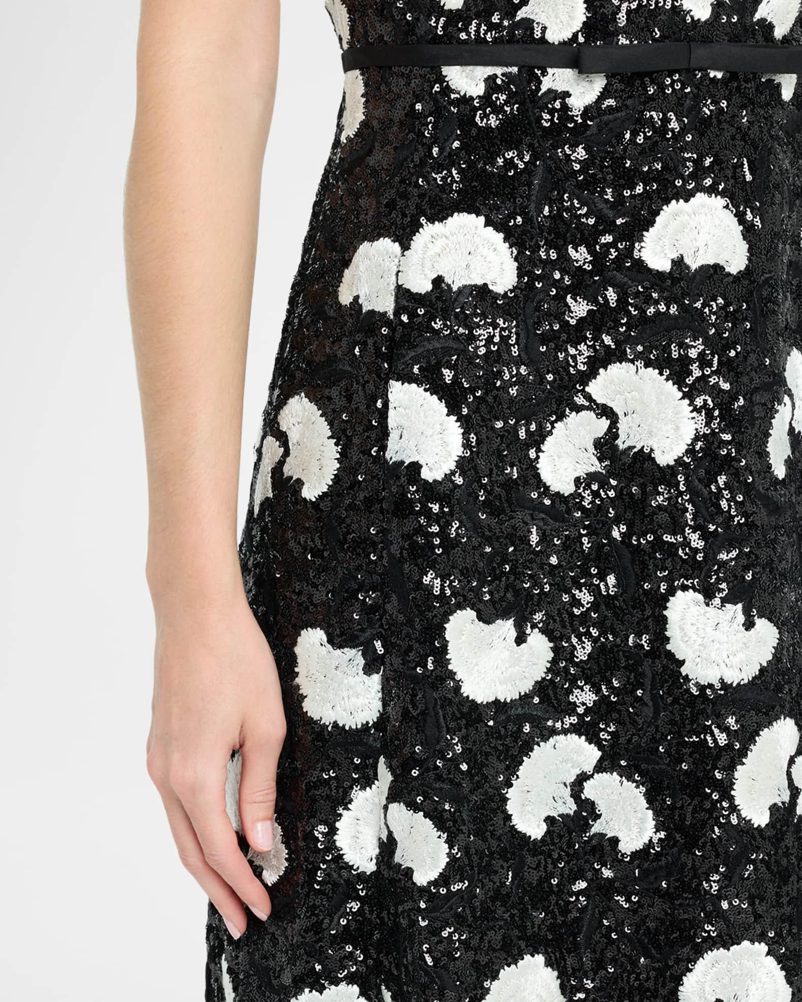 Embroidered Sequin Sleeveless Ankle Dress Product Image