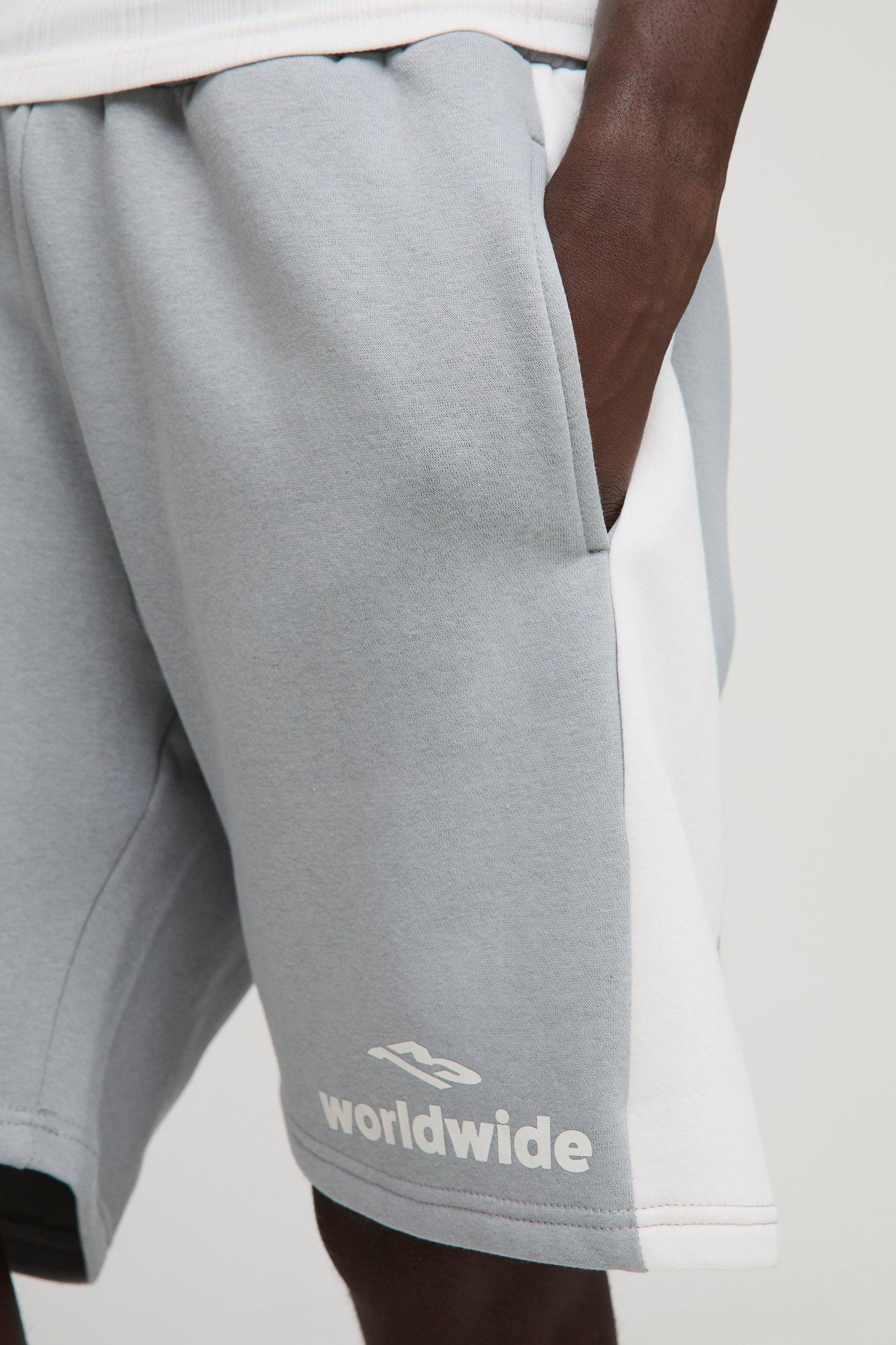 Relaxed Worldwide Mid Length Colour Block Shorts | boohooMAN USA Product Image