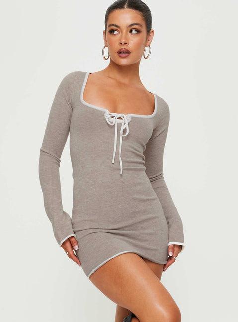Rutter Long Sleeve Mini Dress Grey Product Image