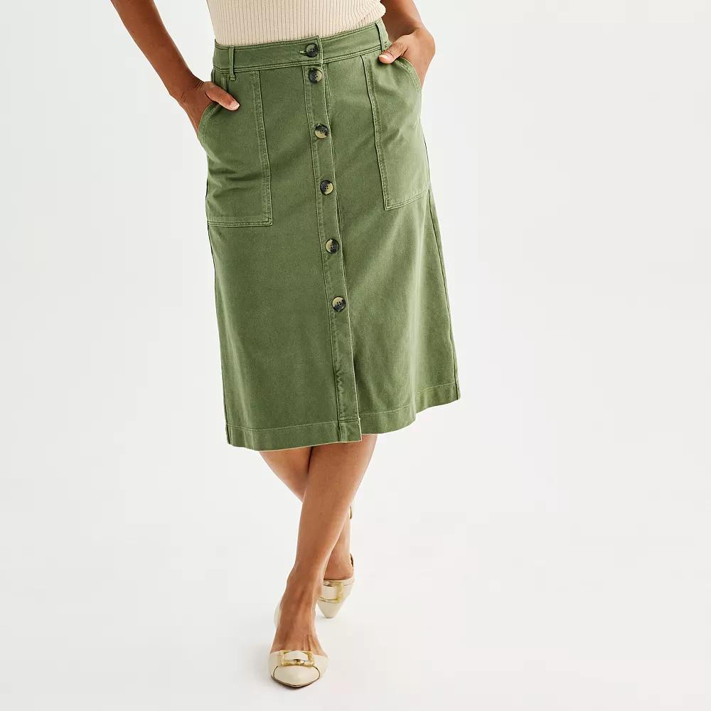 Women's Sonoma Goods For Life® Utility Midi Skirt, Size: XS, Green Product Image
