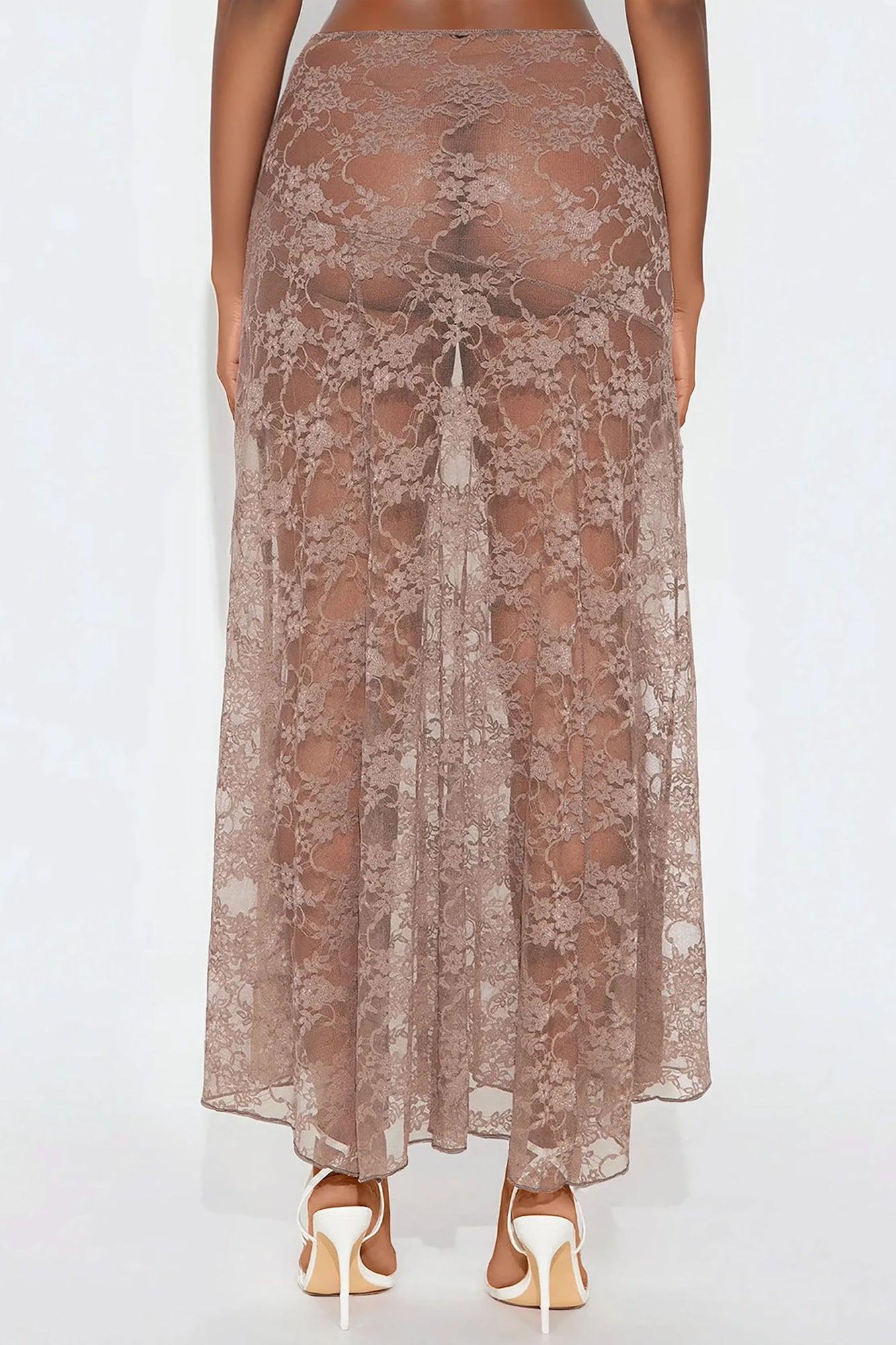 Out Of Touch Lace Maxi Skirt - Mocha Product Image