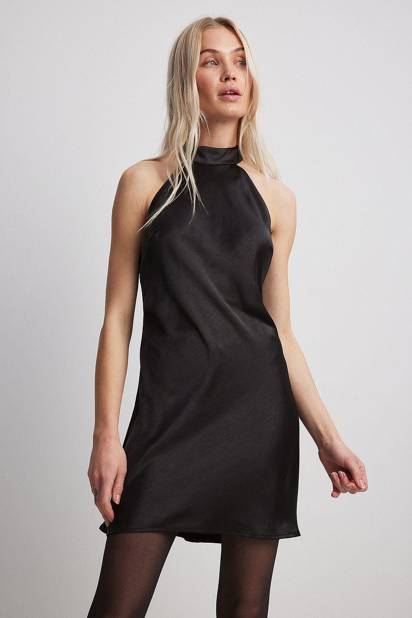 Hammered Satin Tie Back Mini Dress Product Image