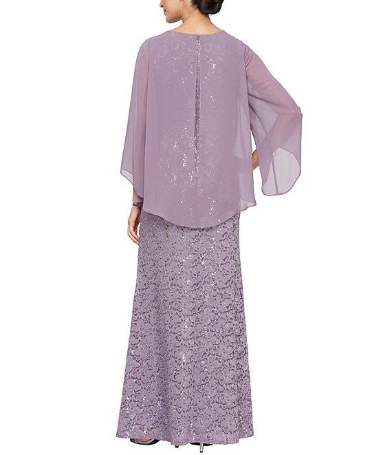 Ignite Evenings Petite Size Scoop Neck Capelet Sleeve Lace Mock Jacket Dress Product Image