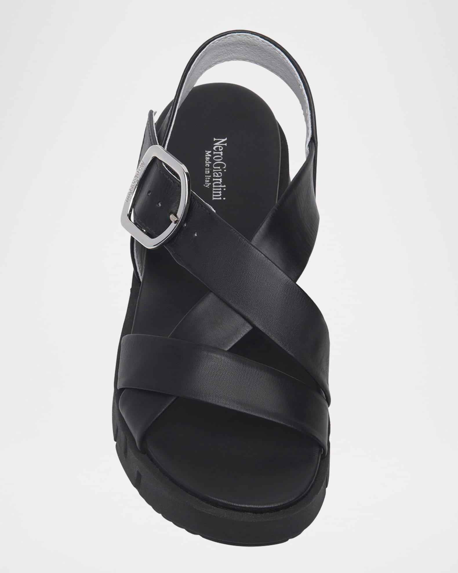 Leather Crisscross Wedge Platform Sandals Product Image