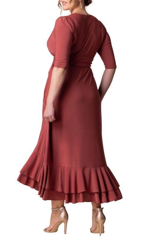 Veronica Ruffled Evening Gown, Rosy - Plus Product Image