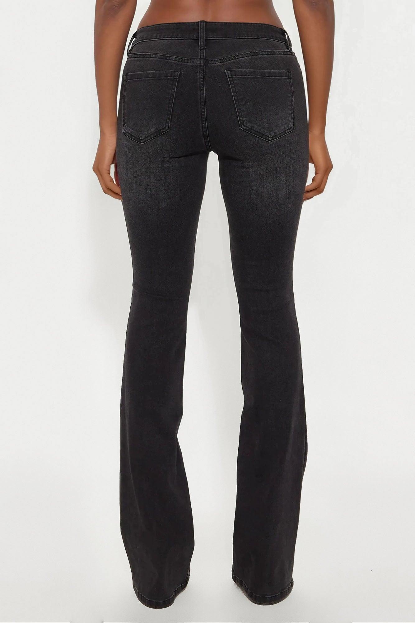 Tall Jessie Mid Rise Distressed Bootcut Jean - Black Product Image