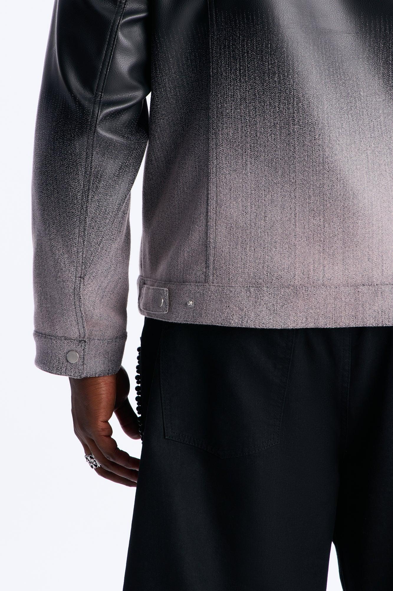 Ombre Faux Leather Trucker Jacket - Pink/combo Product Image