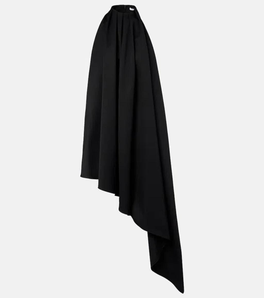 GIVENCHY Asymmetric Draped Wool Cocktail Dress In Black Product Image