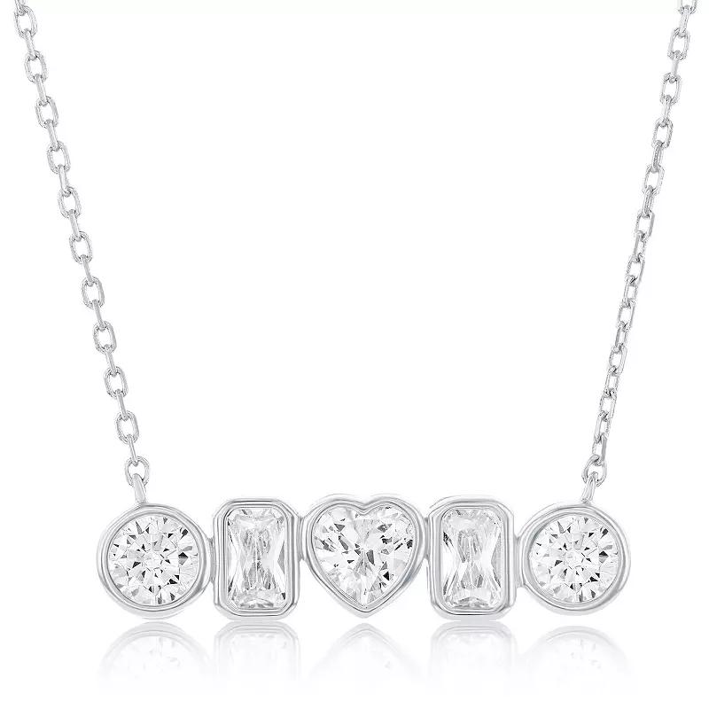 Argento Bella Sterling Silver Cubic Zirconia Multi-Shaped Bezel-Set Bar Necklace, Women's, Size: 16-18" ADJ, Gold Tone Product Image