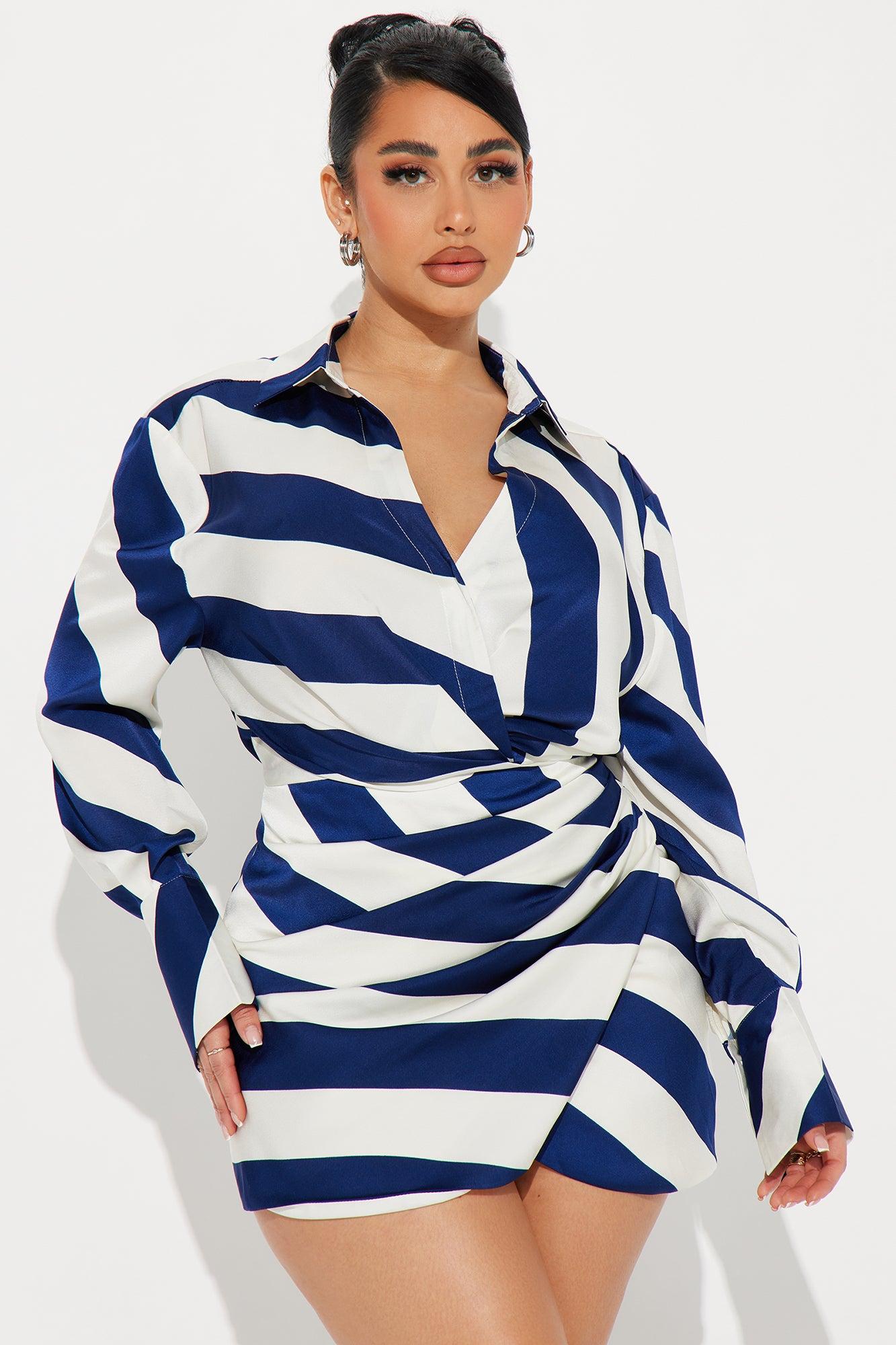 Chloe Satin Mini Dress - Navy/combo Product Image