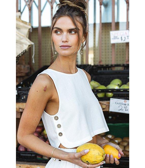 O'Neill Sanders Sleeveless Cropped Linen-Blend Tank Top Product Image