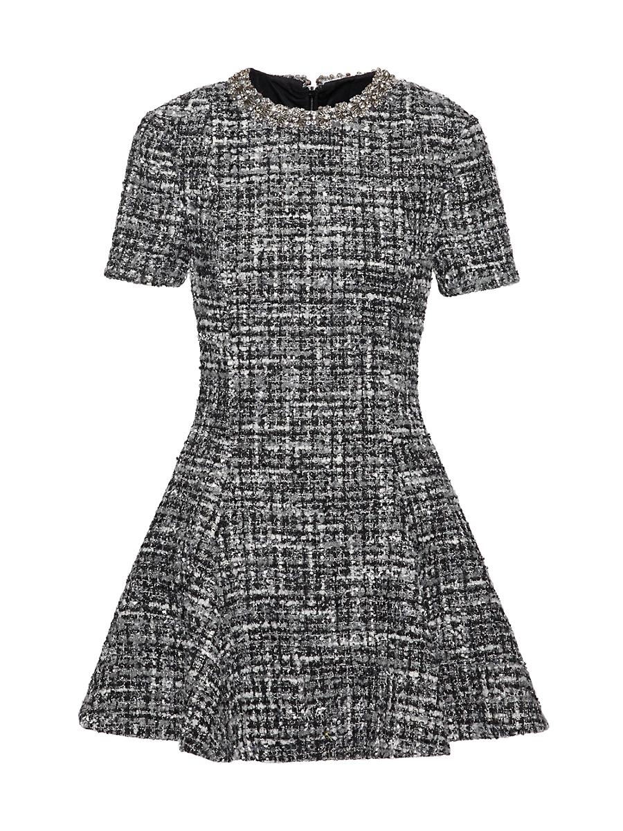 Womens Embroidered Tweed Short Dress Product Image