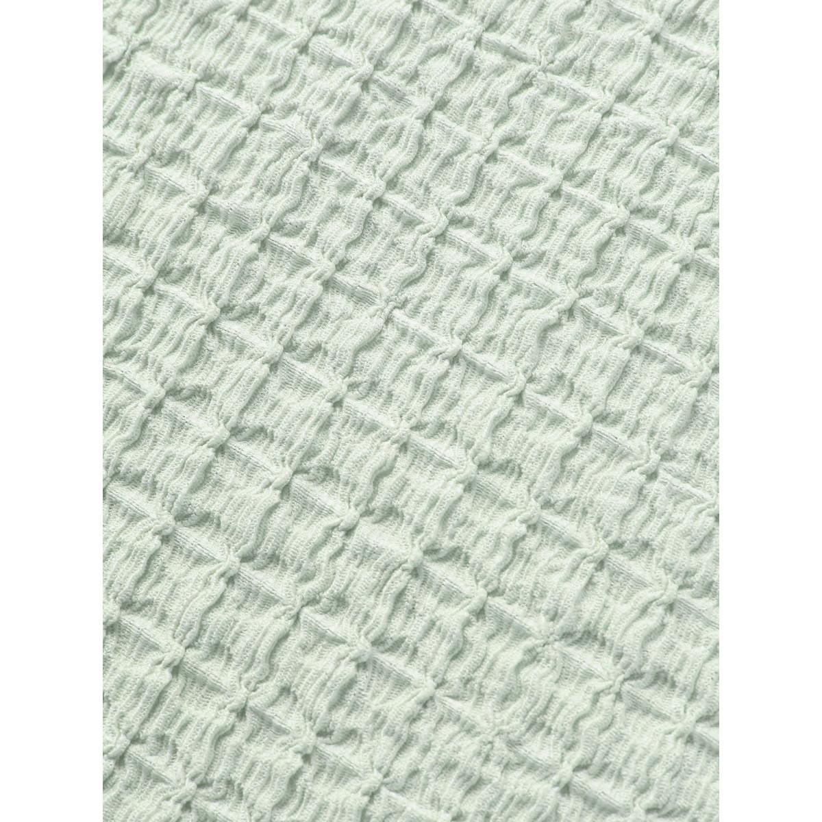 Plus Size U Neck Plain Textured Puff Sleeve T-shirt Palemauve Women Casual Texture U-neck Everyday T-shirts BloomChic 10/M Product Image