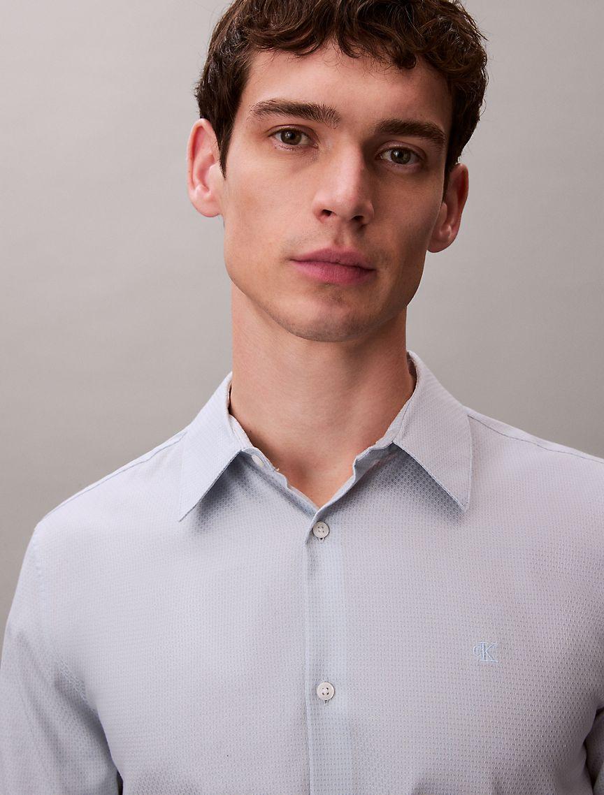 Geometric Jacquard Slim Button-Down Shirt Product Image