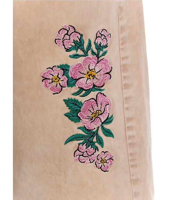 Agua Bendita Rainy Nopal Embroidered Floral Frayed Hem Shorts Product Image