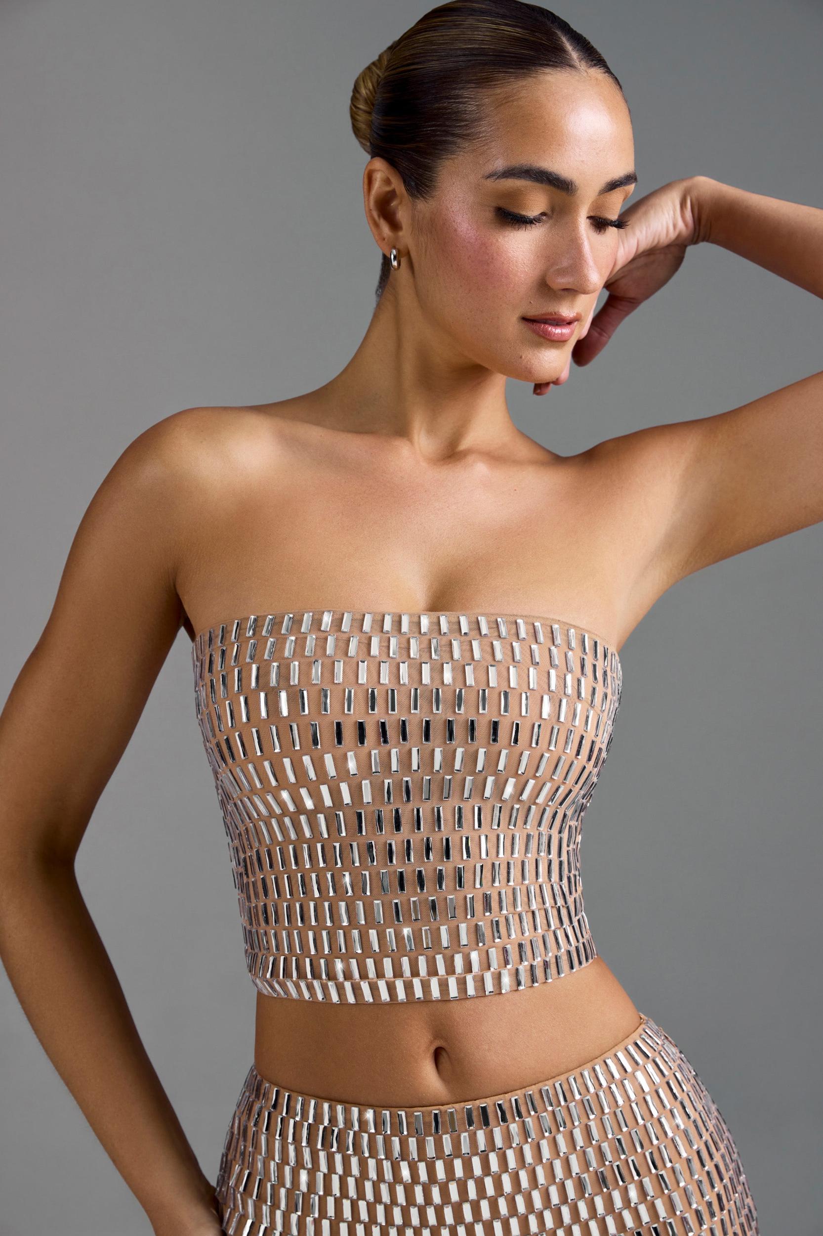 Embellished Bandeau Top in Almond Product Image