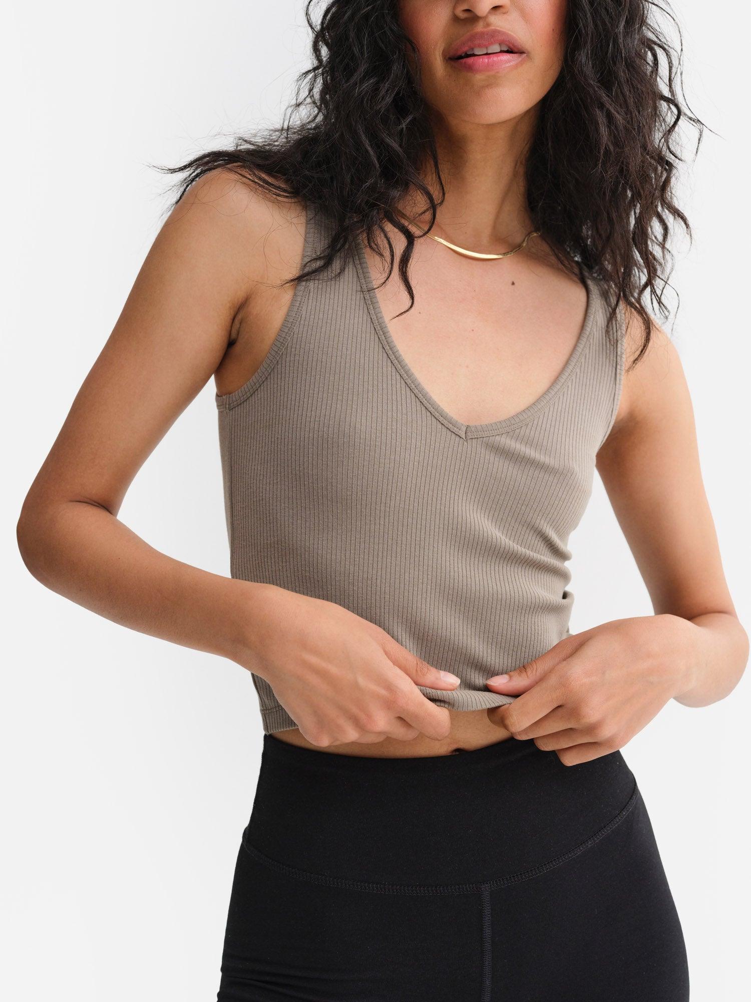 Tencel Rib Crop V-Tank Female Product Image