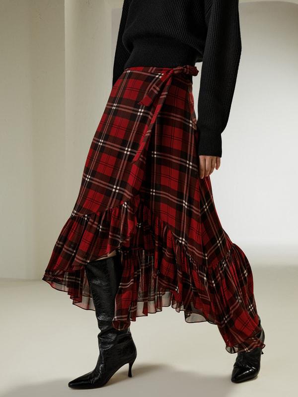 Ruffled Georgette Wrap Skirt Product Image