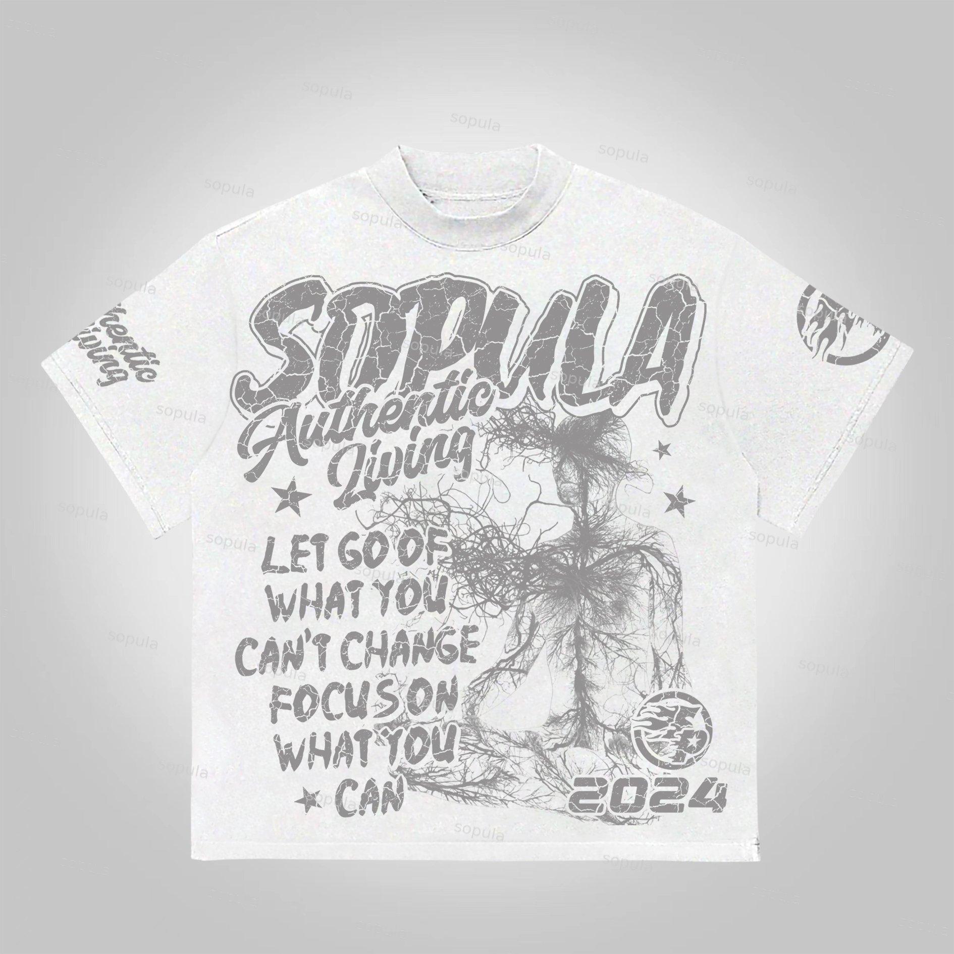 Sopula Studio Real Wise Vintage Print Pattern Cotton T-Shirt Product Image
