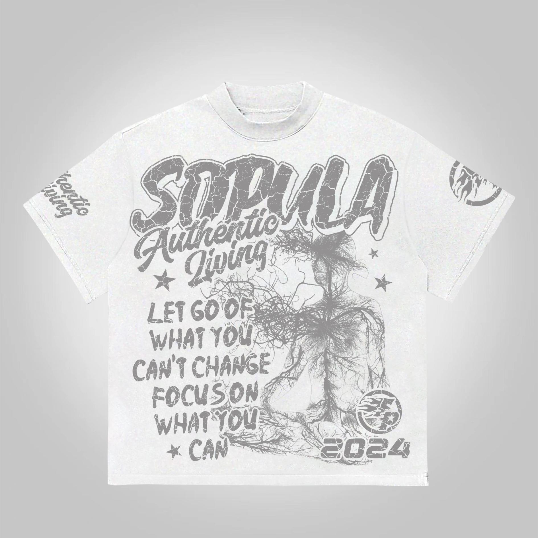 Sopula Studio Real Wise Vintage Print Pattern Cotton T-Shirt Product Image