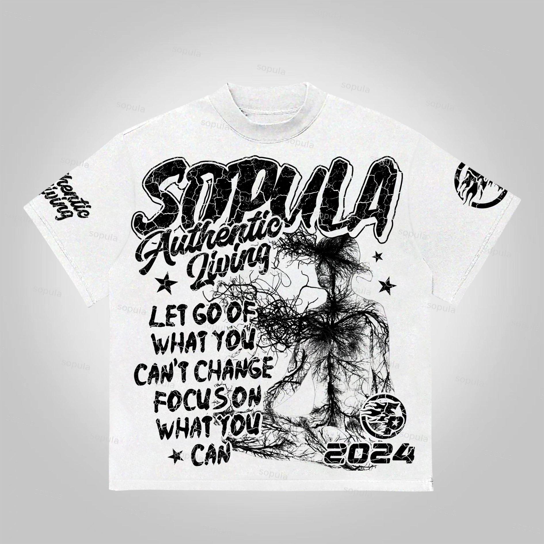 Sopula Studio Real Wise Vintage Print Pattern Cotton T-Shirt Product Image