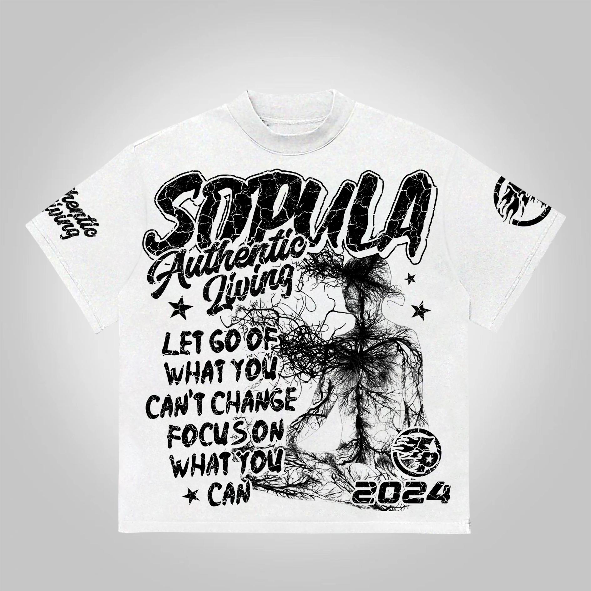 Sopula Studio Real Wise Vintage Print Pattern Cotton T-Shirt Product Image