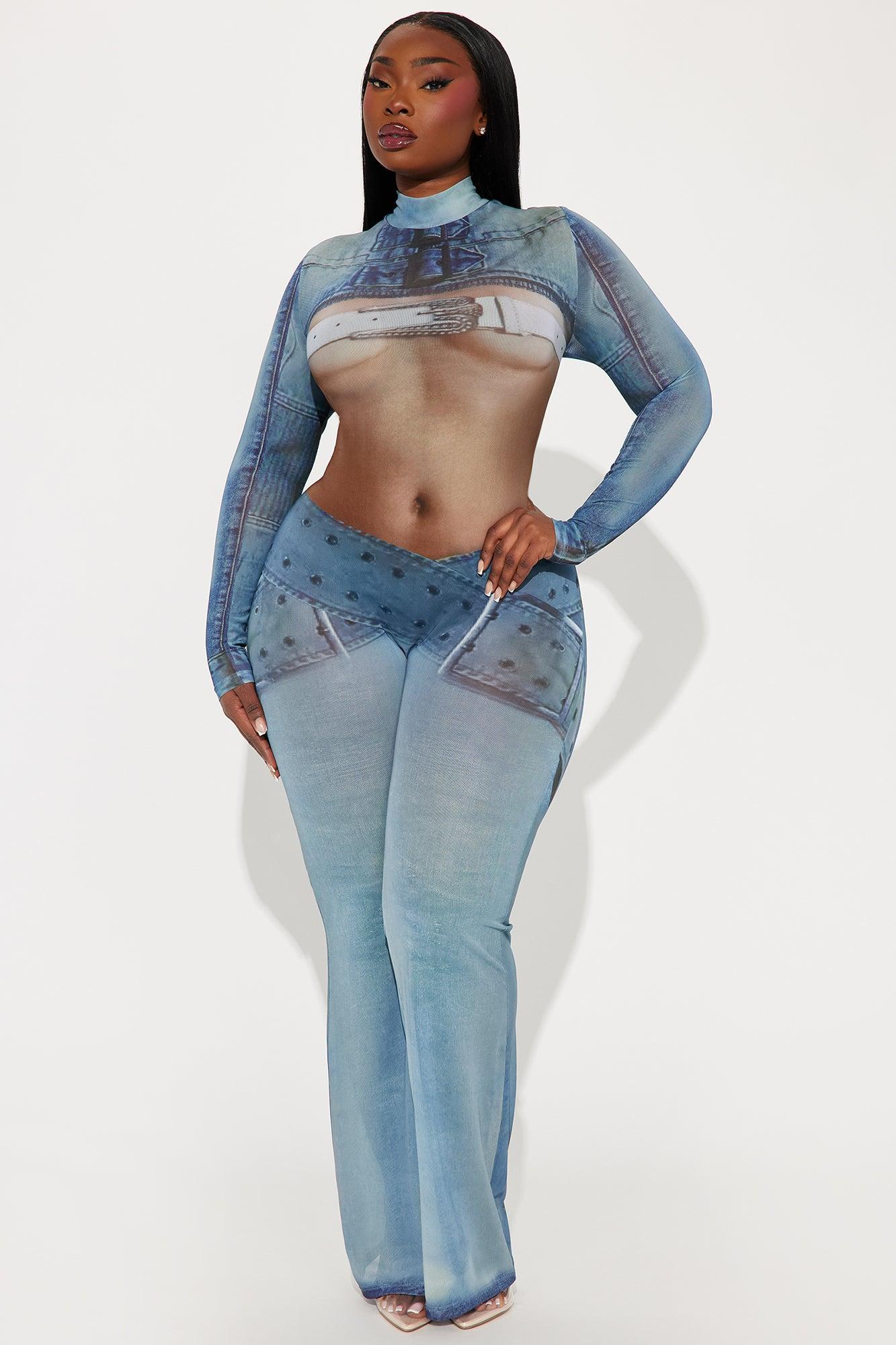 Medellin Babe Mesh Jumpsuit  - Blue/combo Product Image