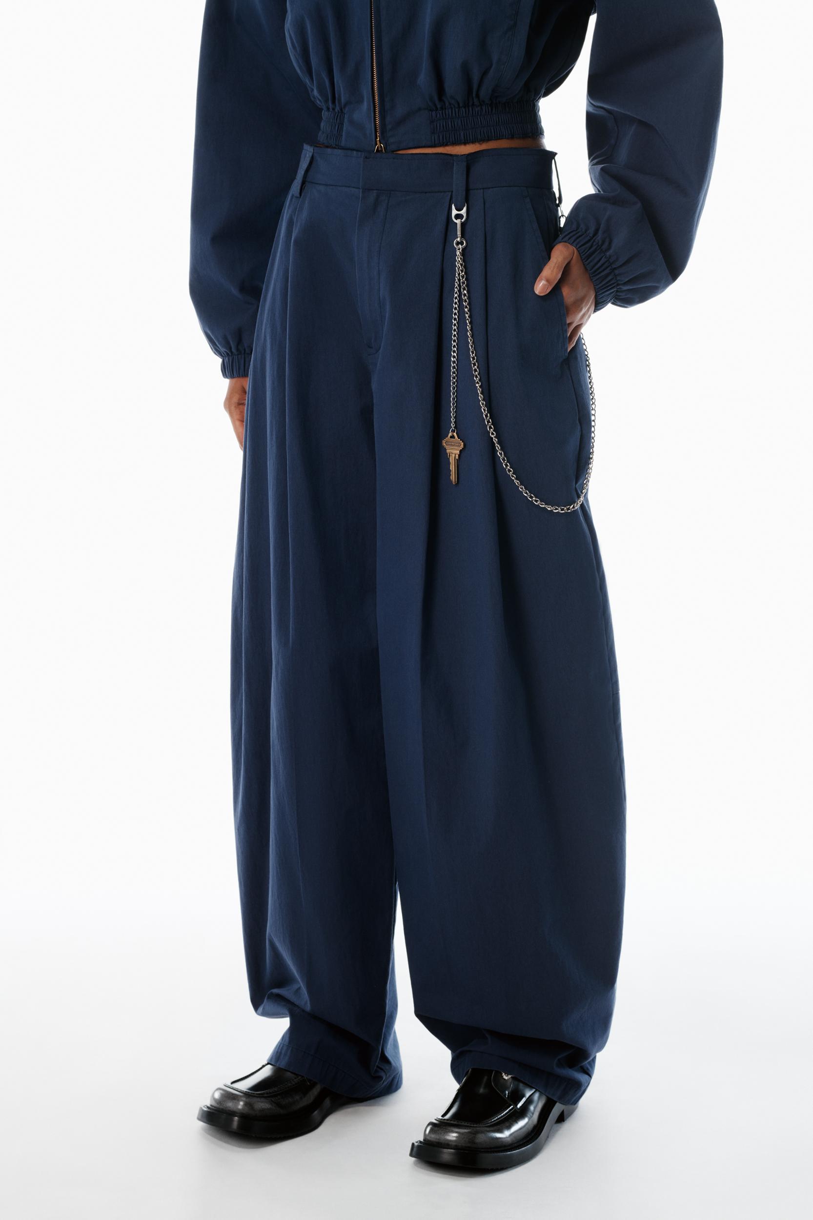 Blue Cotton-blend Balloon-leg Pants Product Image