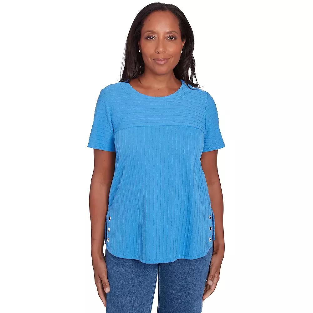 Women's Alfred Dunner Solid Textured Short Sleeve Tee,  Product Image