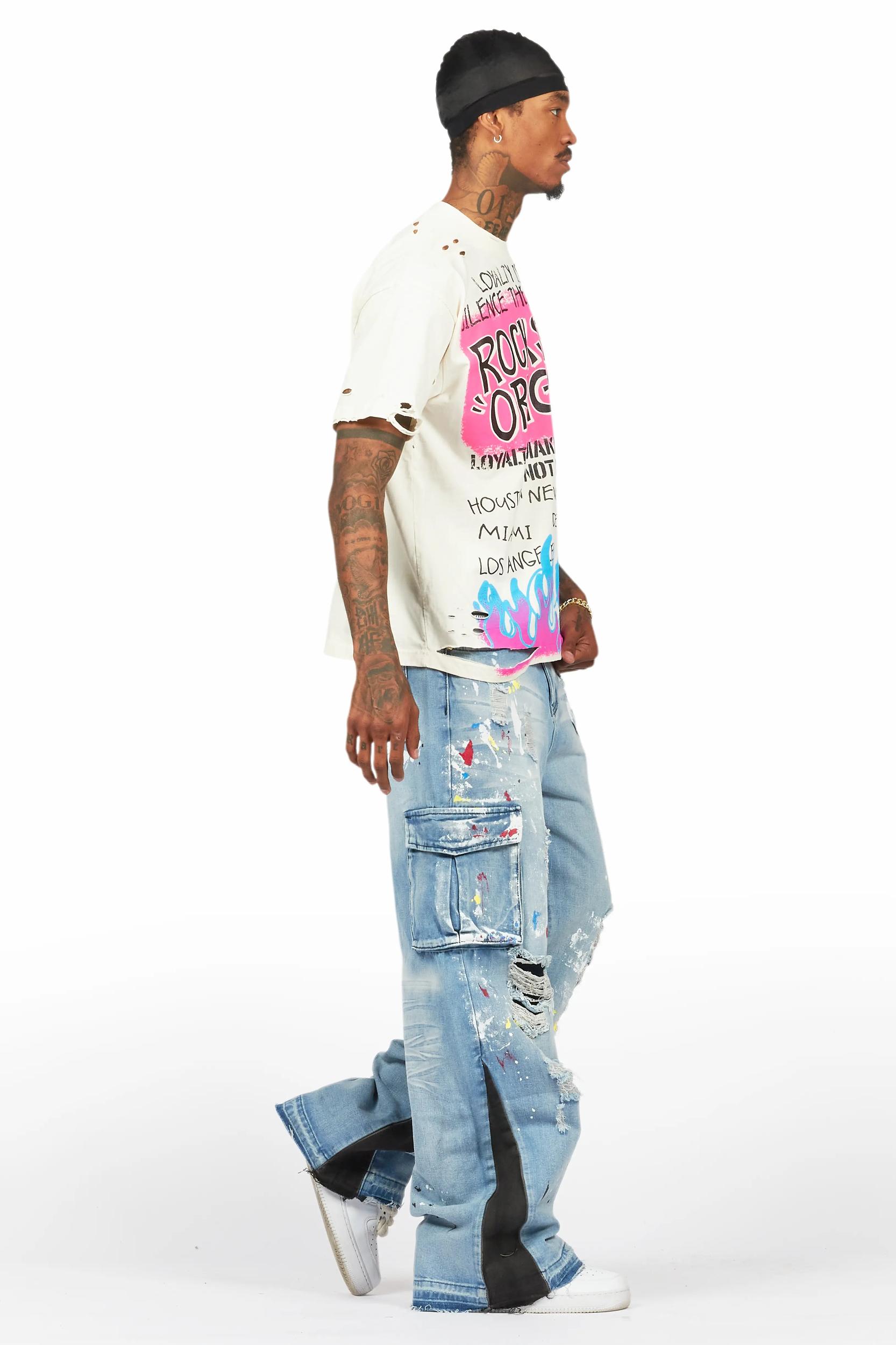 Dru Blue Painter Baggy Cargo Jean Male Product Image