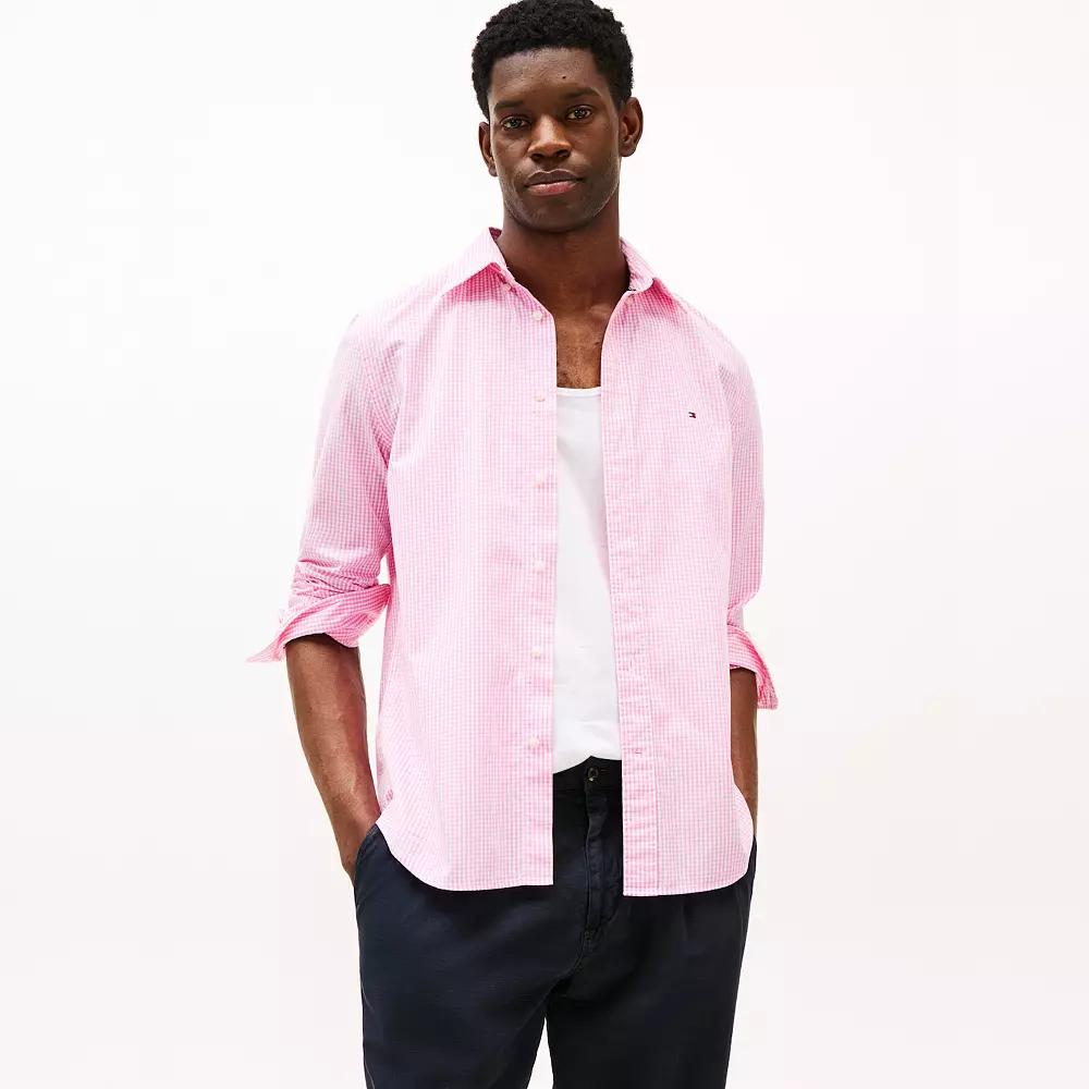 Men's Tommy Hilfiger Flex Poplin Gingham Long Sleeve Shirt,  Product Image