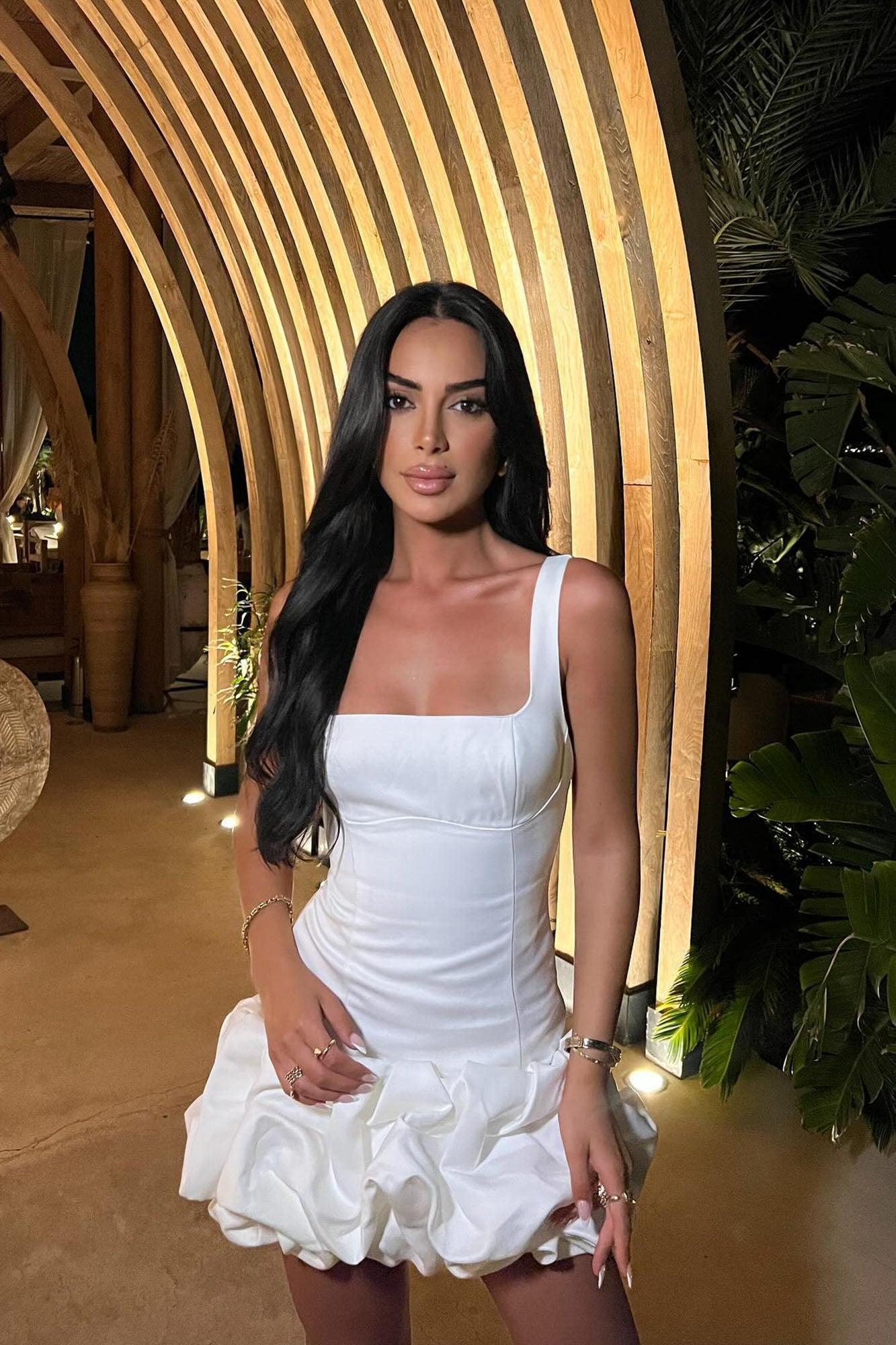 Sienna Satin Mini Dress - White Product Image