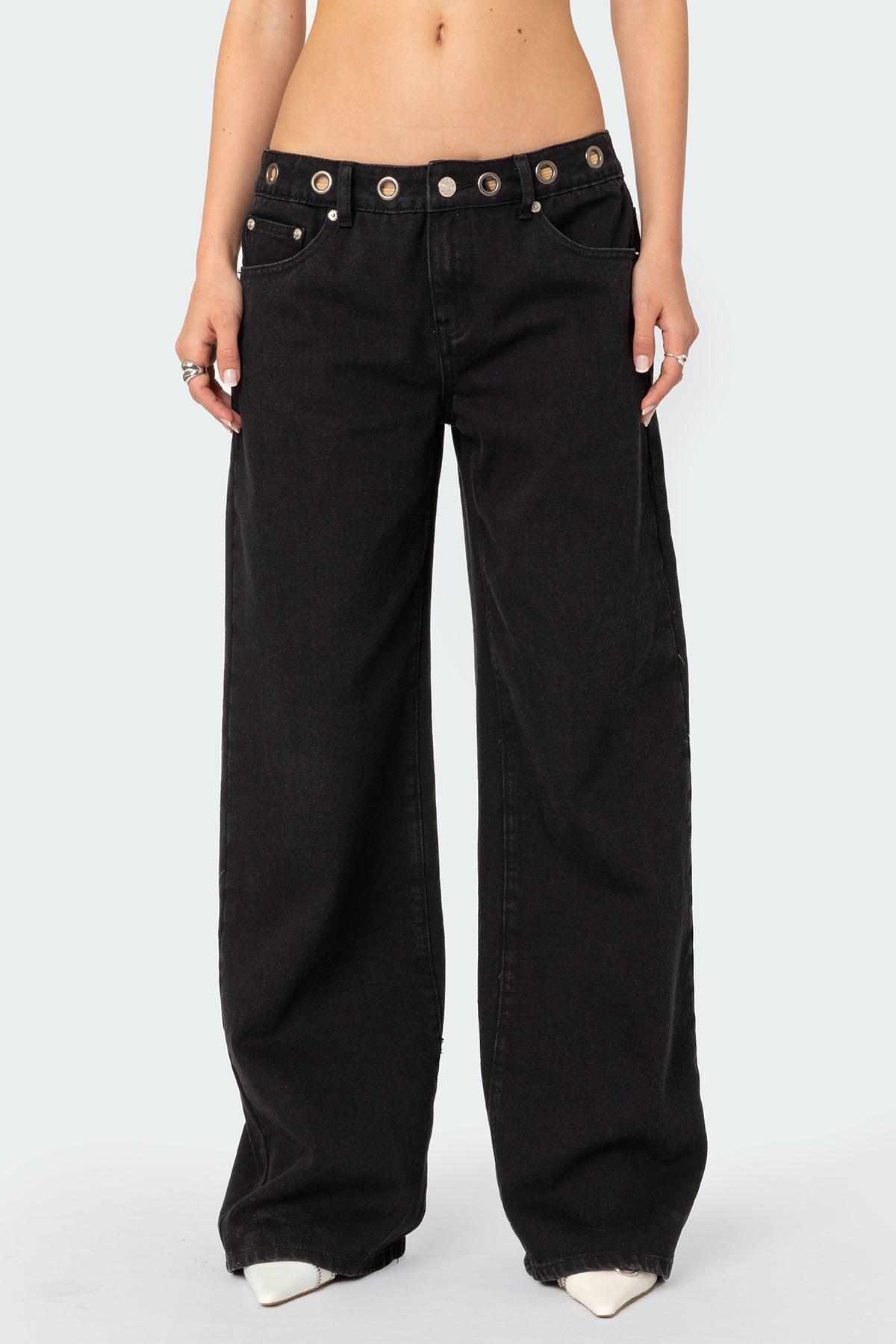 Libby Grommet Low Rise Wide Leg Jeans Product Image