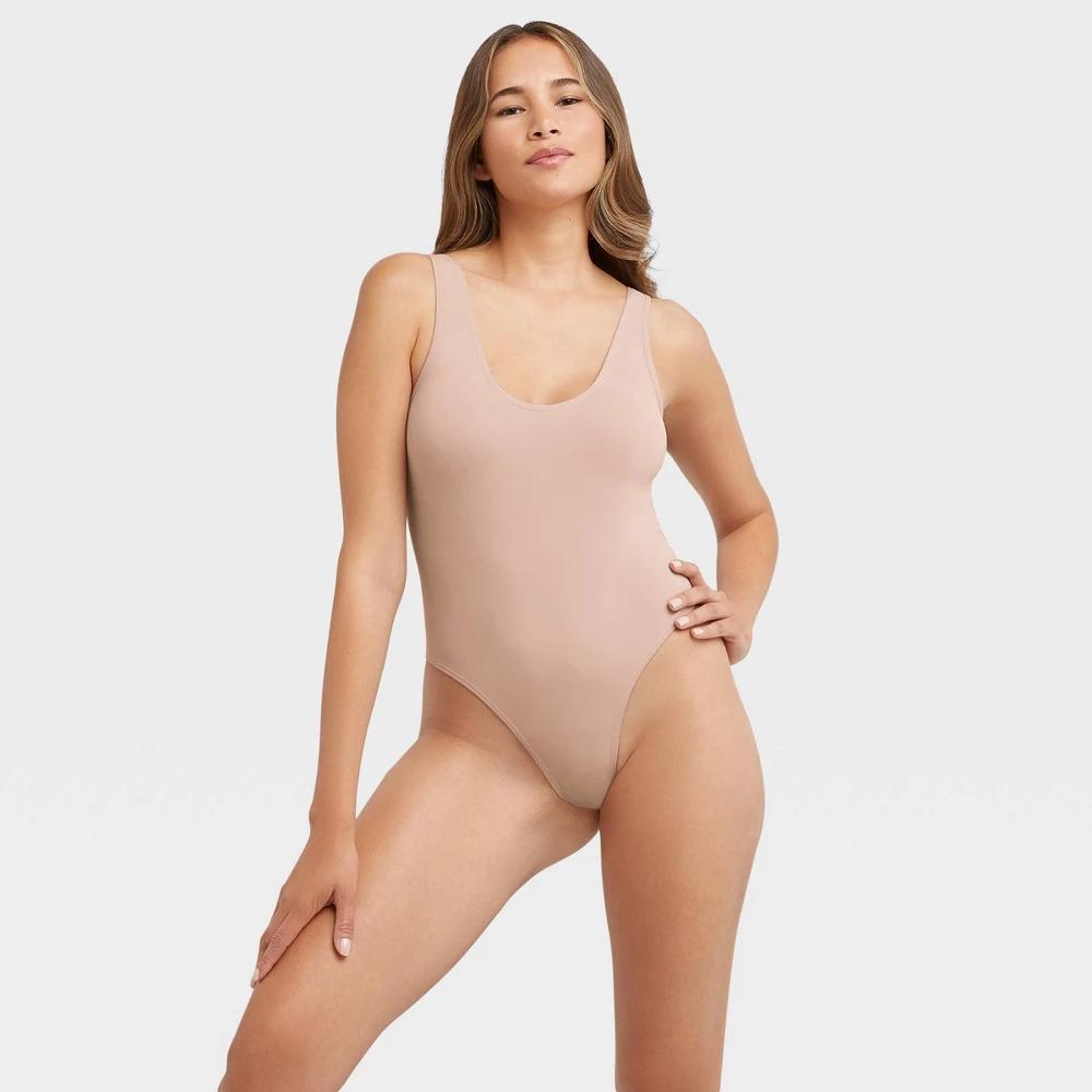 Maidenform Women's Shapewear Seamless Thong Bodysuit with Light Shaping MST001 - Evening Blush 3XL: Waist Slimming Knit Body Shaper Product Image
