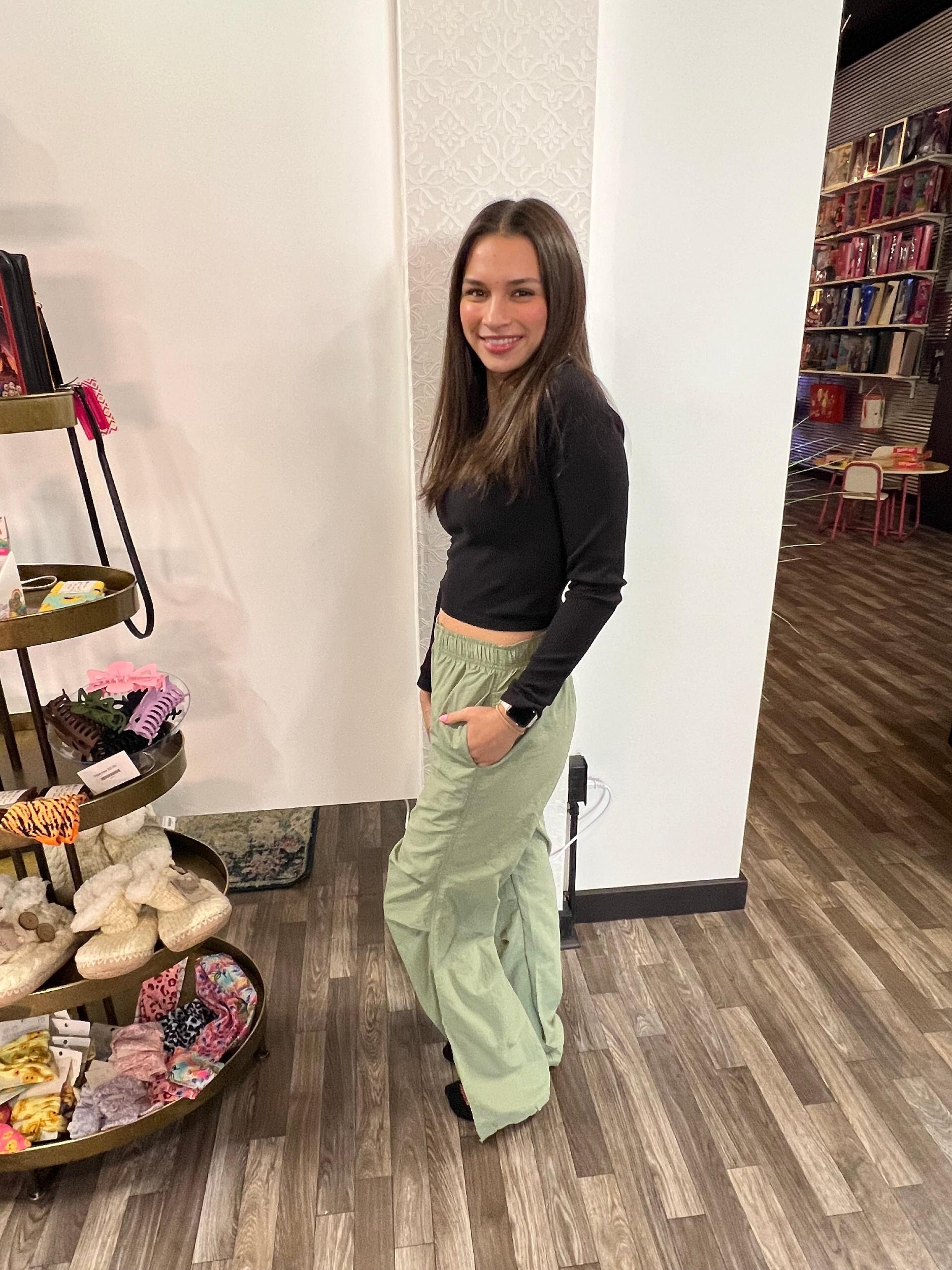 Sage Elastic Waist Parachute Pants Product Image