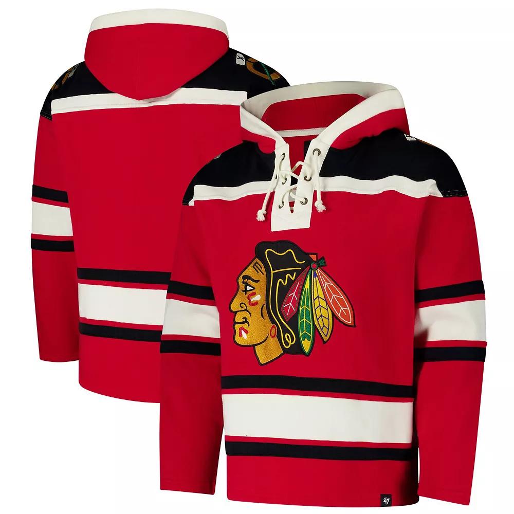 Men's '47  Red Chicago Blackhawks Superior Lacer Pullover Hoodie, Size: Large Product Image