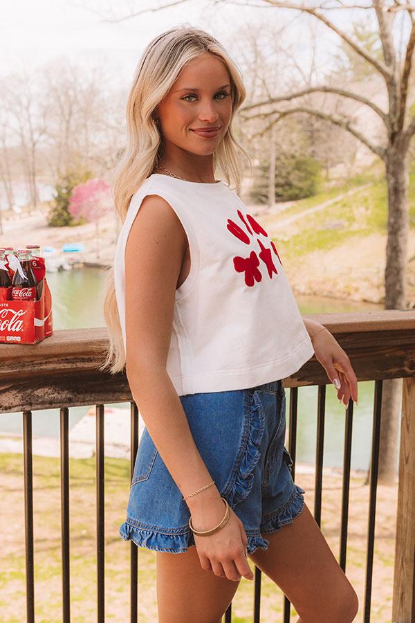 USA Charm Embroidered Crop Tee Product Image