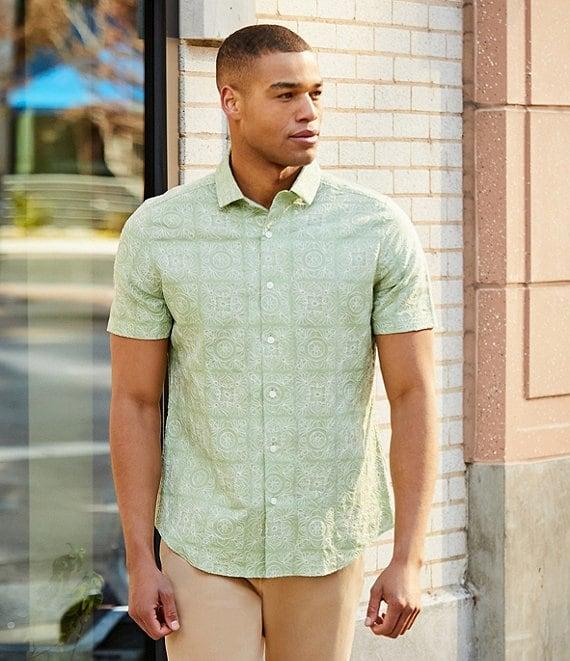 Murano From The Garden Collection Slim Fit Allover Embroidered Short Sleeve Woven Convertible Camp Shirt Product Image
