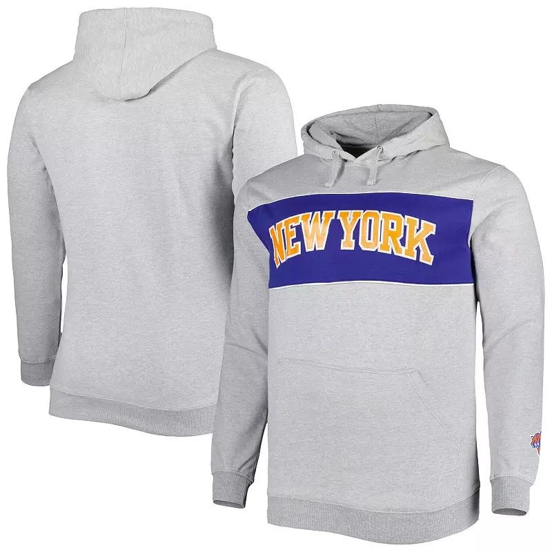 Men's Fanatics Branded Heather Gray New York Knicks Big & Tall Wordmark Pullover Hoodie,  Product Image