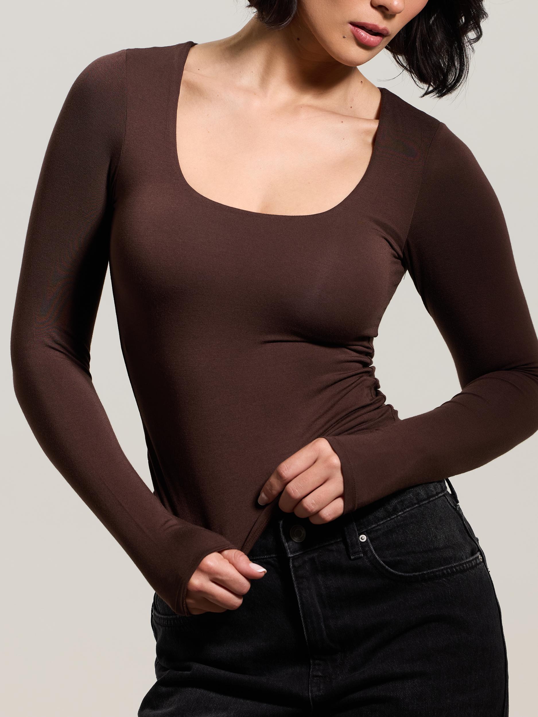 Scoop Neck Braless Long Sleeve Product Image
