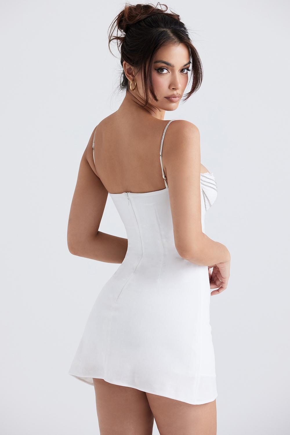 Grace  ivory crystallised mini dress Product Image