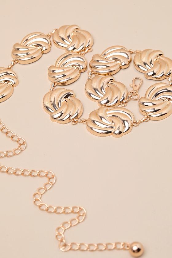 Ramzey Gold Knotted Chain Belt Product Image