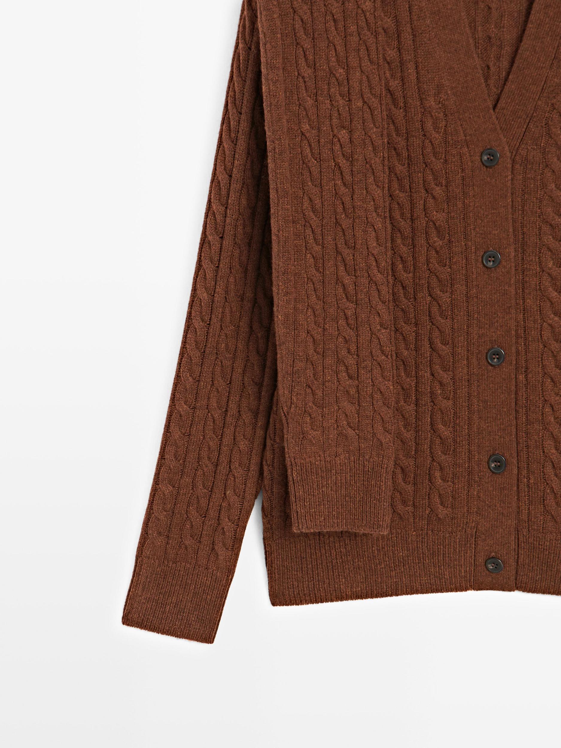 Wool blend cardigan with scarf detail Product Image