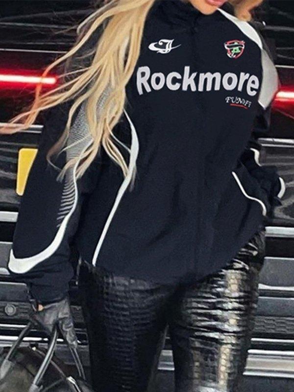 Contrast Logo Graphic Moto Jacket Product Image